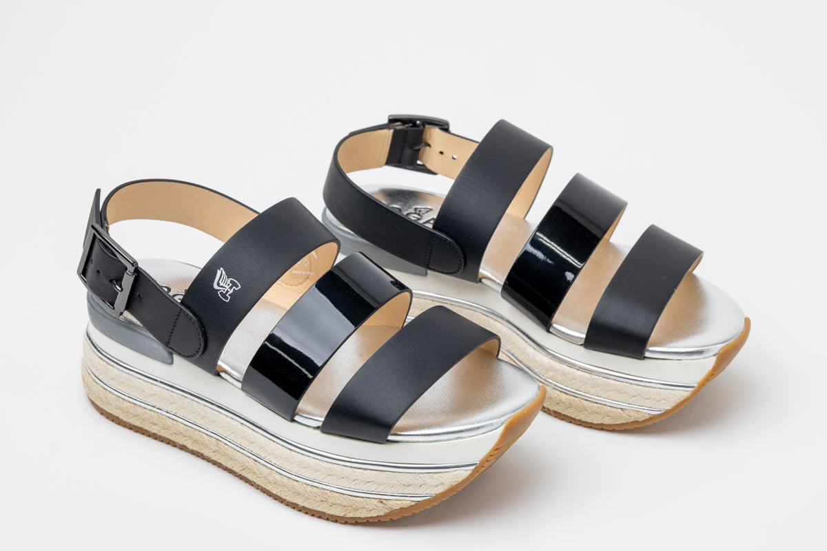 Hogan H432 Leather Wedge Sandals
