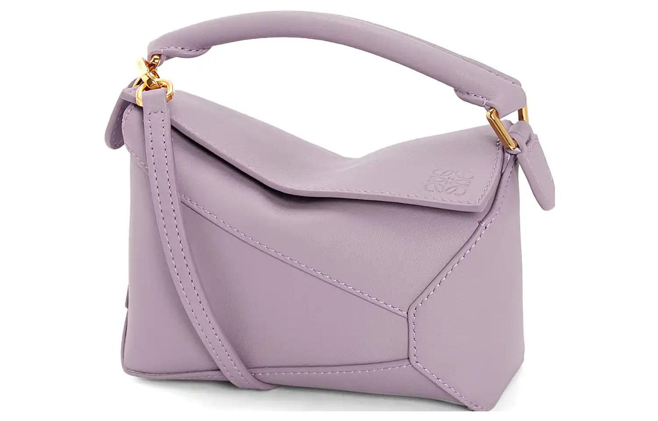 LOEWE Puzzle Cow Leather Handbag, Shoulder Bag, Crossbody Bag Mini Women's Purple