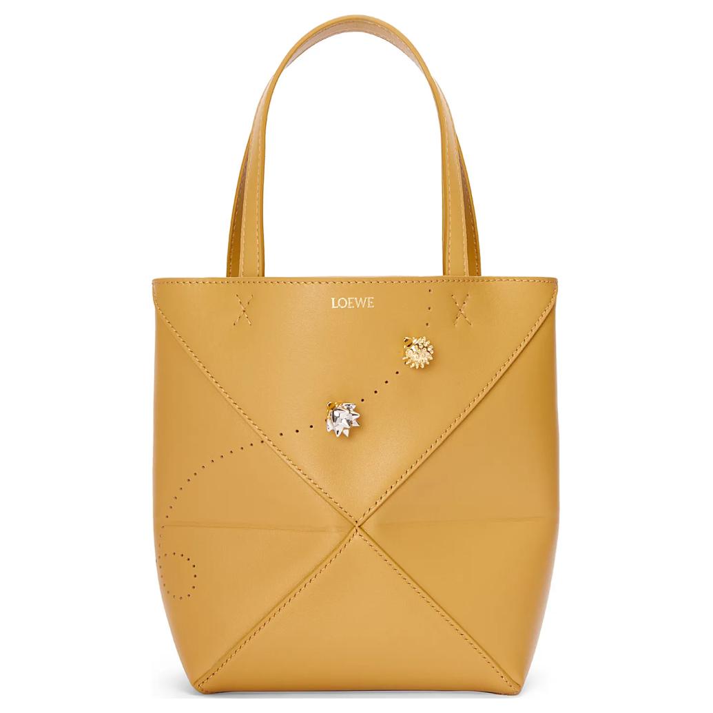 LOEWE Shiny Cow Leather Tote Bag, Shopping Bag, Handbag Mini Women's Desert Yellow