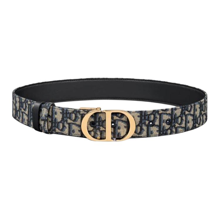 DIOR Calfskin Leather Belts Women's Blue Width 3.5CM
