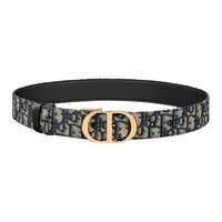 DIOR Calfskin Leather Belts Women's Blue Width 3.5CM