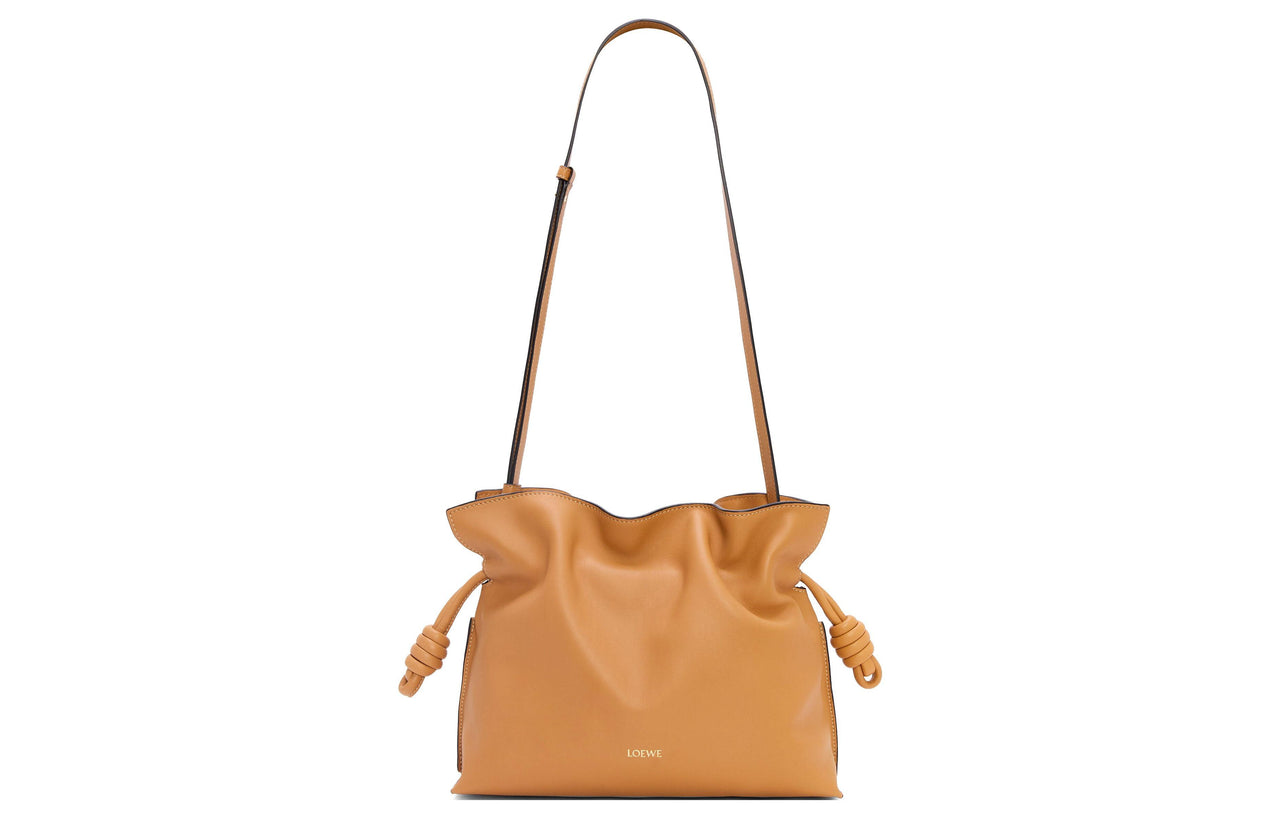 LOEWE Flamenco Napa Calf Leather Clutch Shoulder Bag Women's Desert