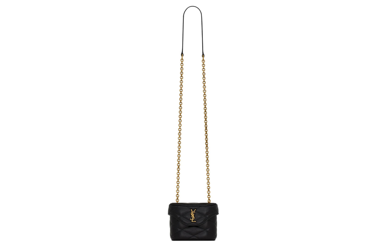 SAINT LAURENT June Sheepskin Box Shaped Bag, Crossbody Bag, Shoulder Bag Women's Black