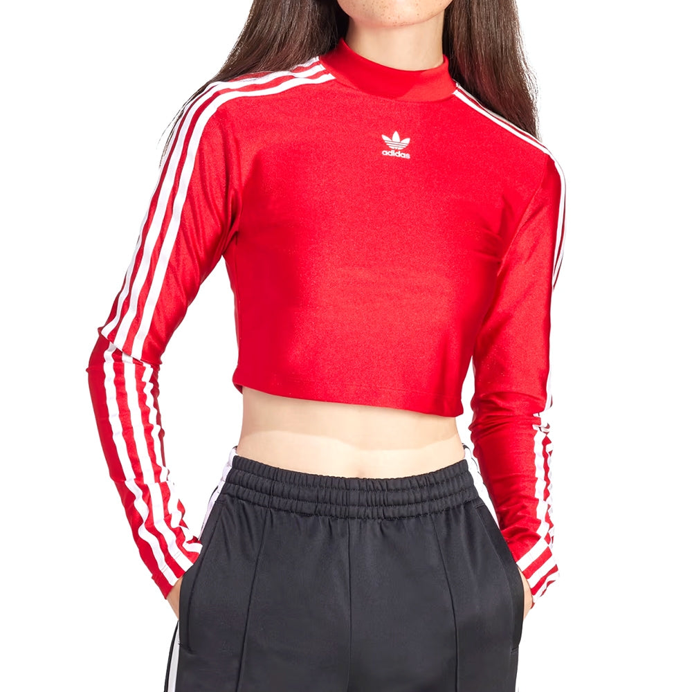 (WMNS) adidas 3-Stripes Cropped Long Sleeve T-Shirt 'Red White' IR8132