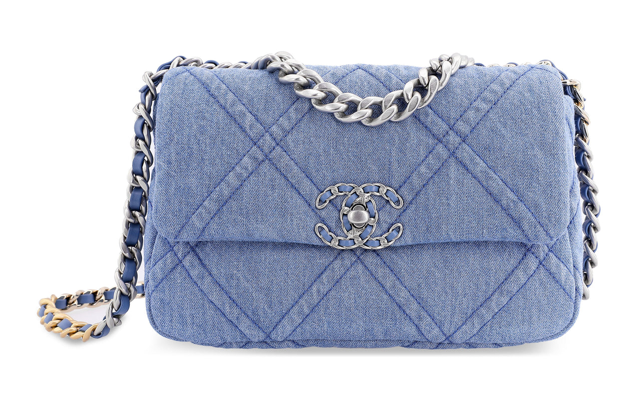 CHANEL 19Bag Denim Mouth Cover Bag Crossbody Bag Regular Unisex Light