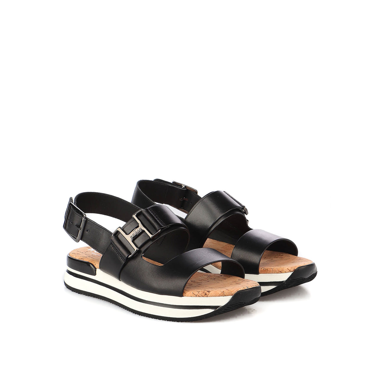 Hogan H257 Leather Sandals in Black