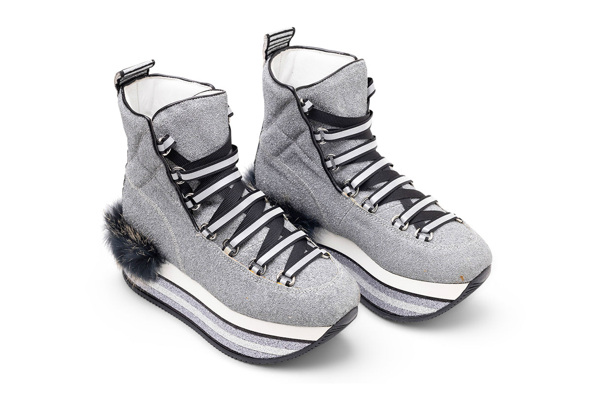 Hogan H257 Leather Sandals in Silver