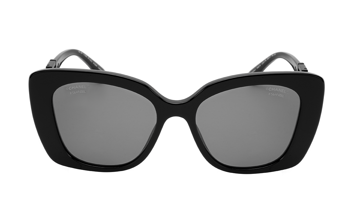 CHANEL Oval Sunglasses Unisex Black/Gray Two-Tone