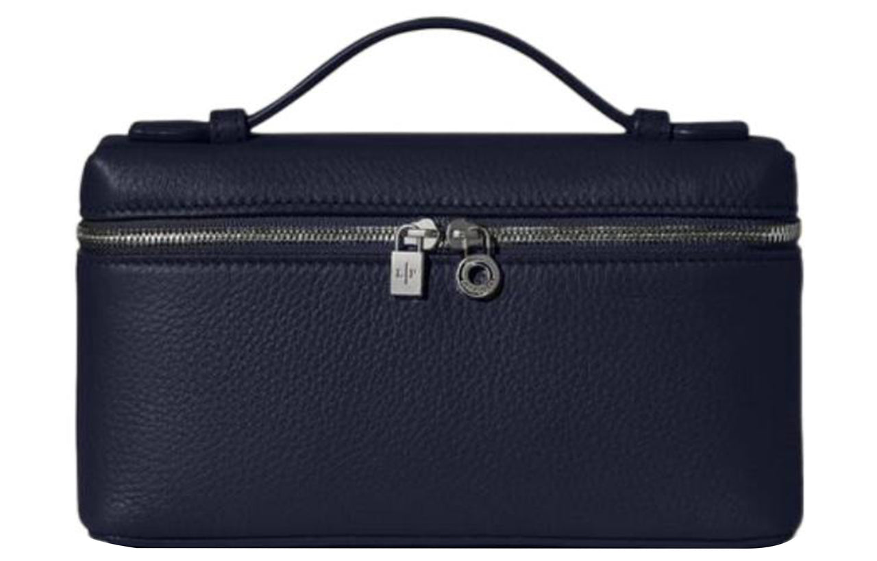 Loro Piana ExtraPocket Leather Small Square Makeup Bag Handbags Shoulder Bags Women's Midnight Blue