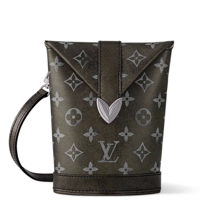 LOUIS VUITTON Cow Leather Shoulder Bag Crossbody Bag Men's Dark Brown