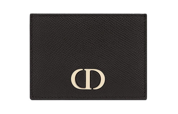 DIOR Grain Cow Leather Card Holder Card Holder Unisex Black