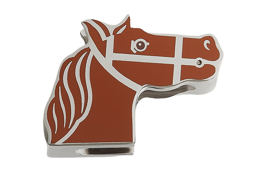 HERMES Silk Scarf Clip Women's Brown/Silver