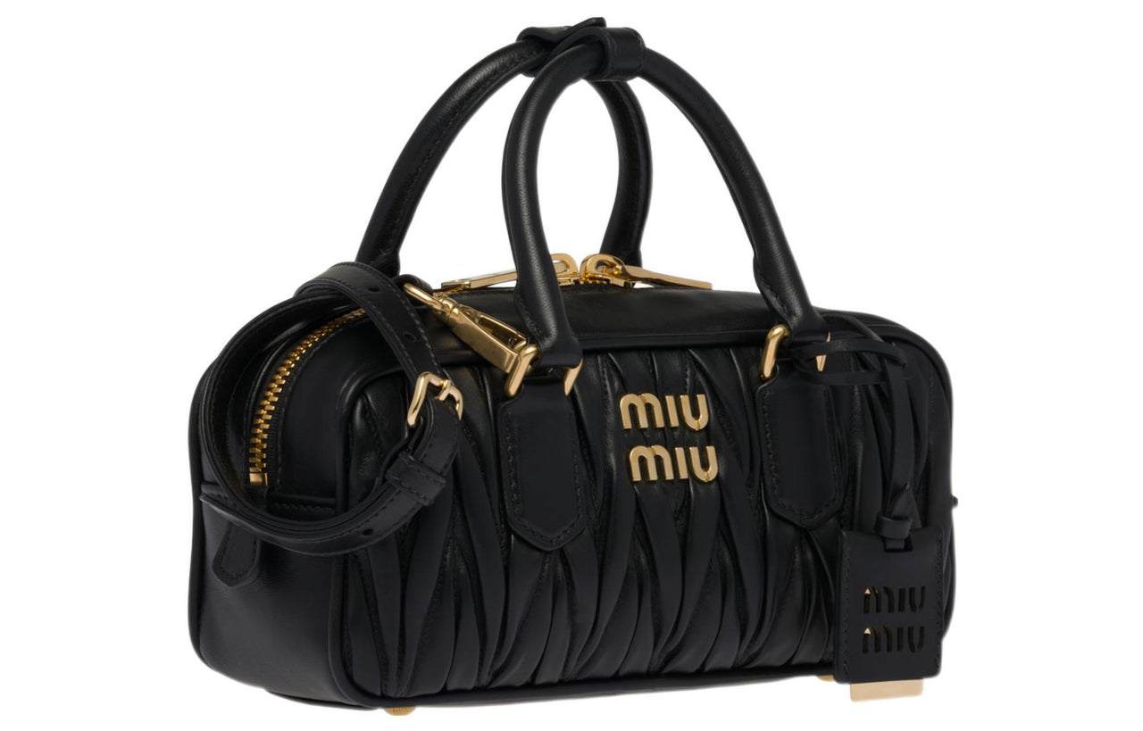 MIU MIU Matelassé Soft Sheep Leather Shoulder Bag Crossbody Bag Handbag Regular Women's Black