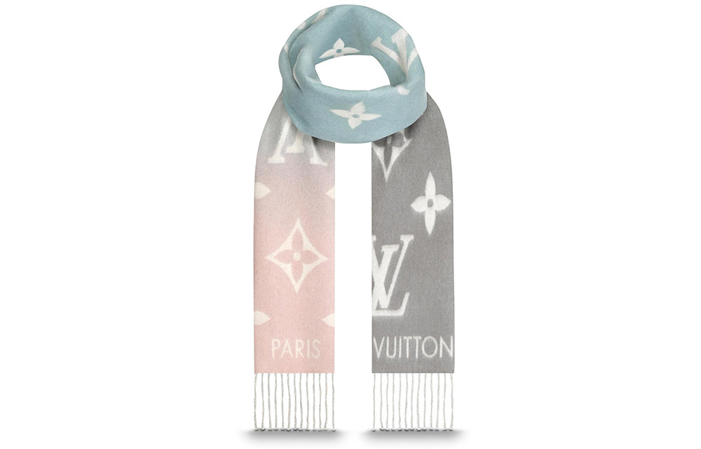 LOUIS VUITTON Knit Scarves Unisex Pink Blue Gradient