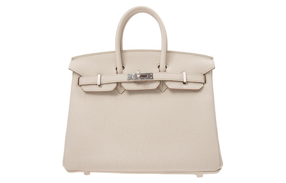 HERMES Togo Calfskin Birkin Bag Handbags Women's 8L Beton Glacier White