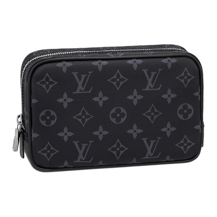 LOUIS VUITTON Coated Canvas With Leather Trim Toiletry Bag Small Size Men's Black