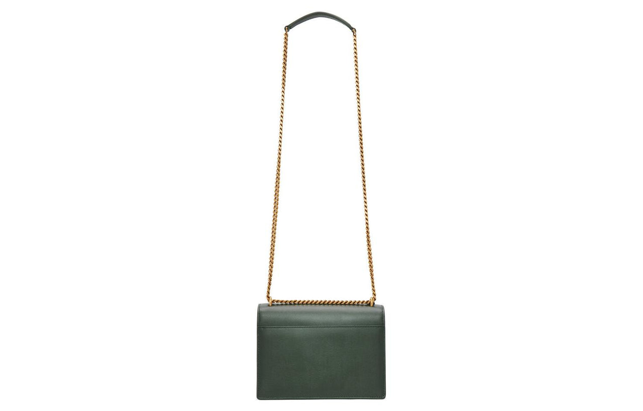 SAINT LAURENT SUNSET Calfskin Sunset Bag Shoulder Bag Crossbody Bag Medium Size Women's Dark Green