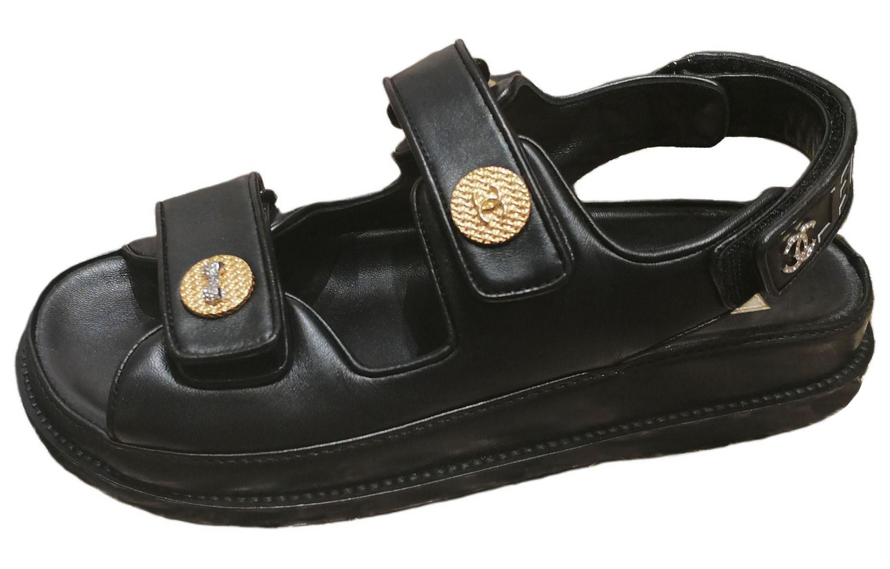 CHANEL Strap Sandals Women's Black