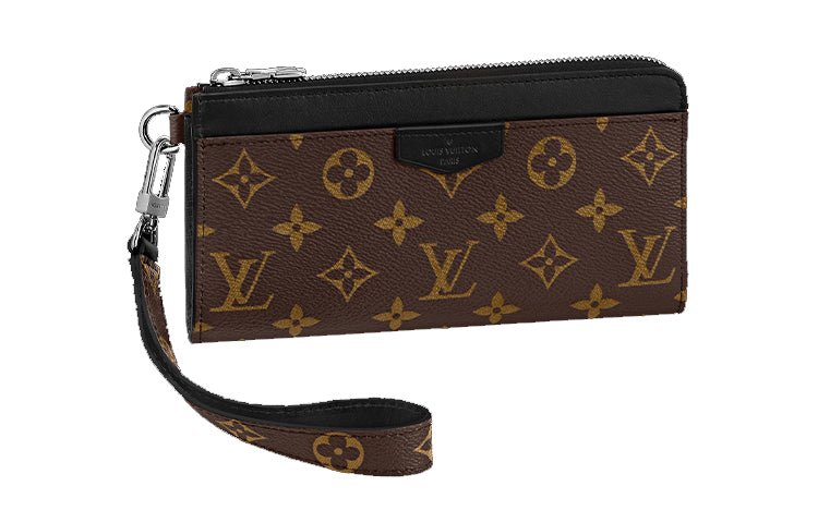 LOUIS VUITTON Zippy Coated Canvas Wallets Handbags Clutches Regular Men's Brown/Black