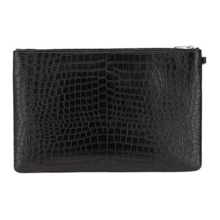 SAINT LAURENT Monogram Leather Clutch Women's Black