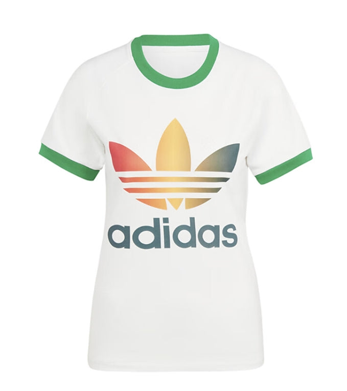 (WMNS) adidas Originals Gradient Trefoil Cali T-Shirt Asia Sizing 'Yellow Green' IS0310