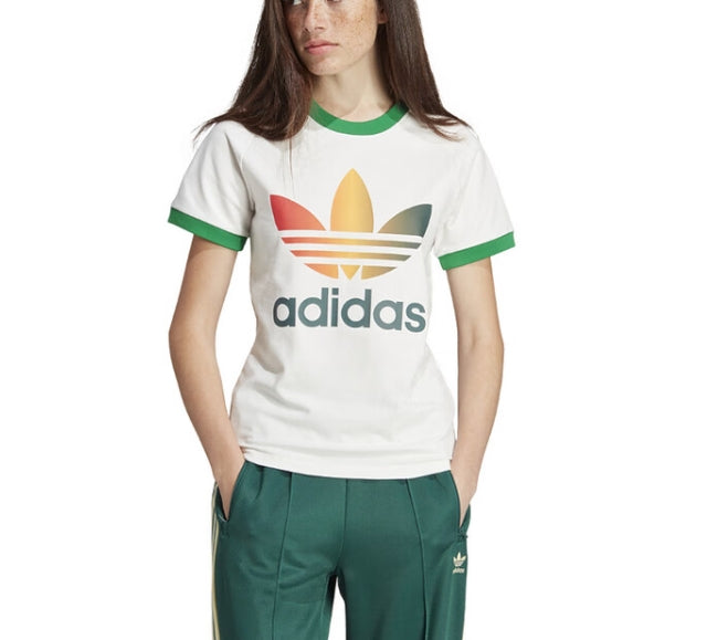 (WMNS) adidas Originals Gradient Trefoil Cali T-Shirt Asia Sizing 'Yellow Green' IS0310