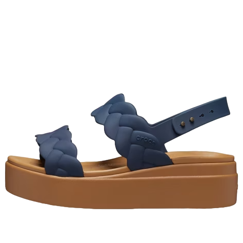 (WMNS) Crocs Brooklyn Woven Wedge Sandals 'Blue Brown' 209977-410