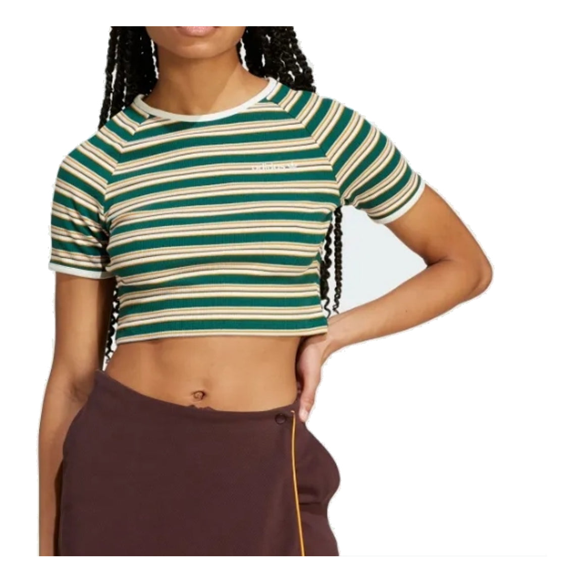 (WMNS) adidas '80s Rib Stripe Baby T-Shirt 'Green Yellow' JC6166