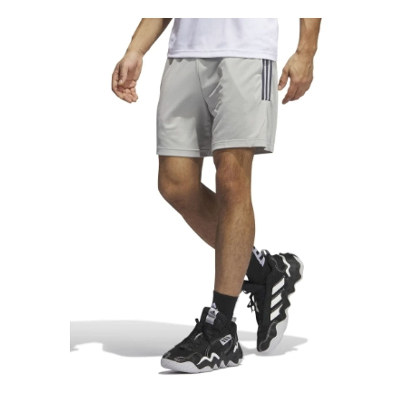 adidas Legends 3 Stripe Basketball Shorts 'Grey Black' IL2304
