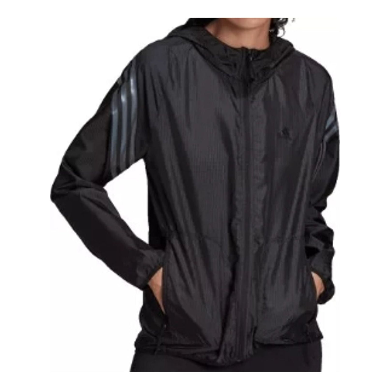 (WMNS) adidas Run Icons 3-Stripes Hooded Running Windbreaker 'Black' HC7976