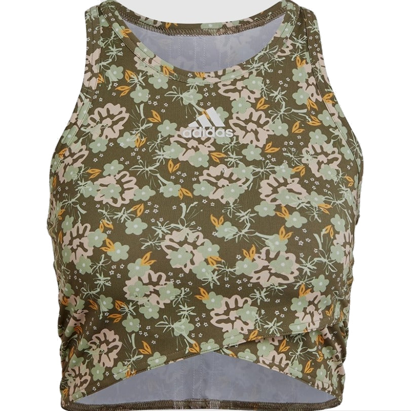 (WMNS) adidas Grow Positivity Cropped Flowers Training Tank Top 'Green' HR4658