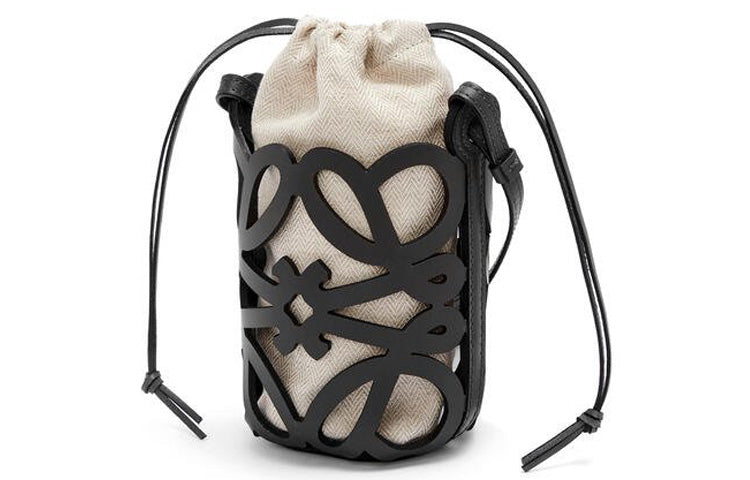 LOEWE Classic Cow Leather/Canvas Crossbody Bag Women's Black
