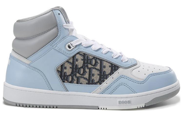 DIOR B27 High Top Stylish Skateboarding Shoes Men's Light Blue