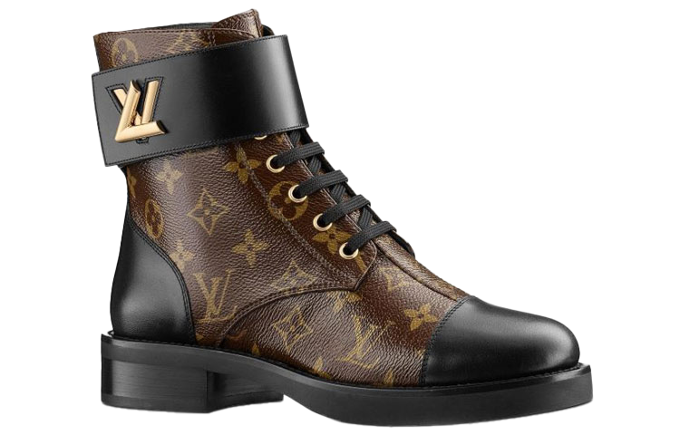 LOUIS VUITTON Lv Wonderland Monogram Canvas Martin Boots Brown Women's