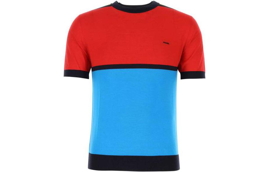 PRADA Colour Block Crewneck Knitted T Shirt