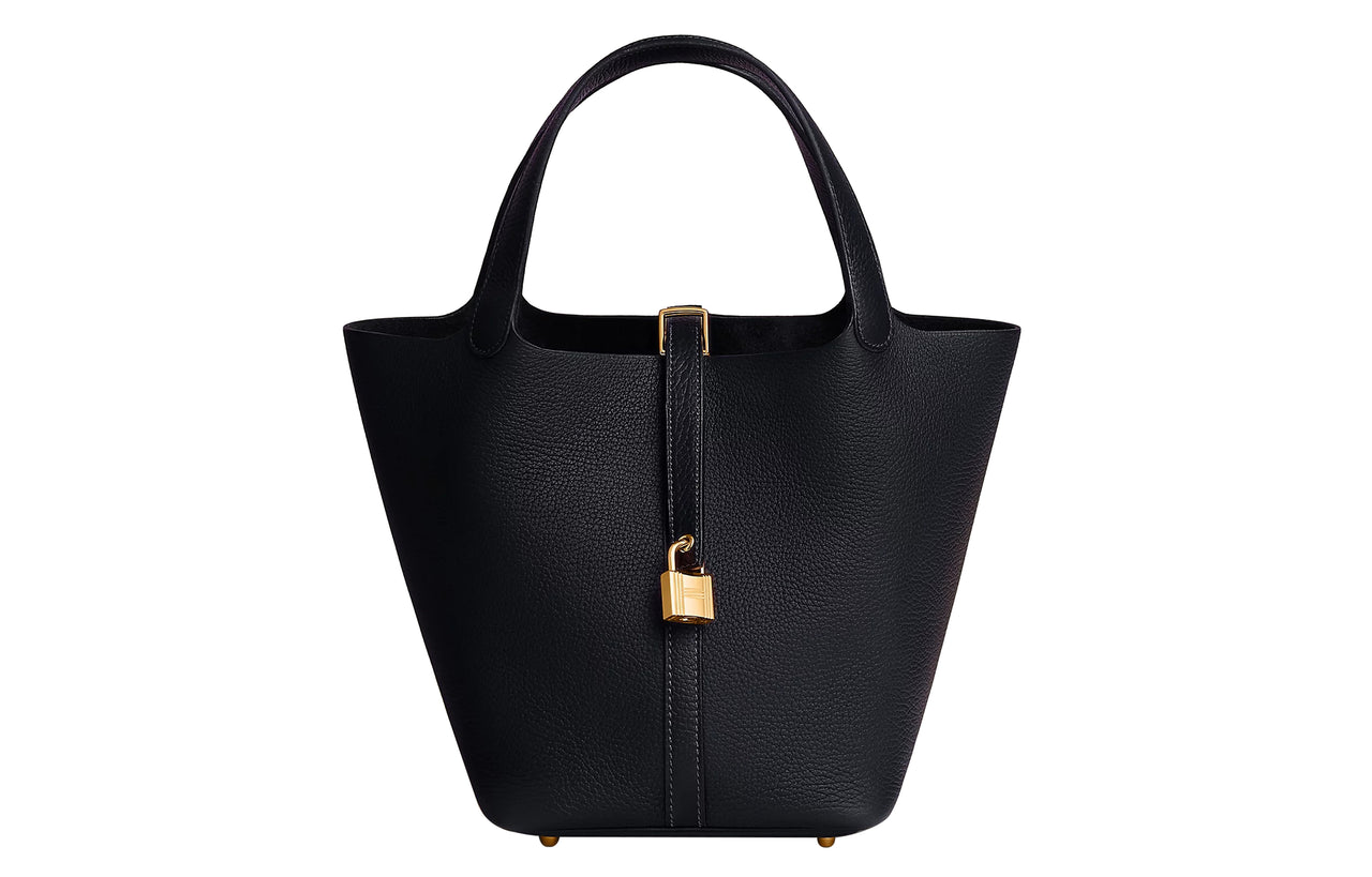 HERMES Picotin Lock TC Leather Basket Bag Handbag Bucket Bag 22 Women's 3Y Caban Dark Blue