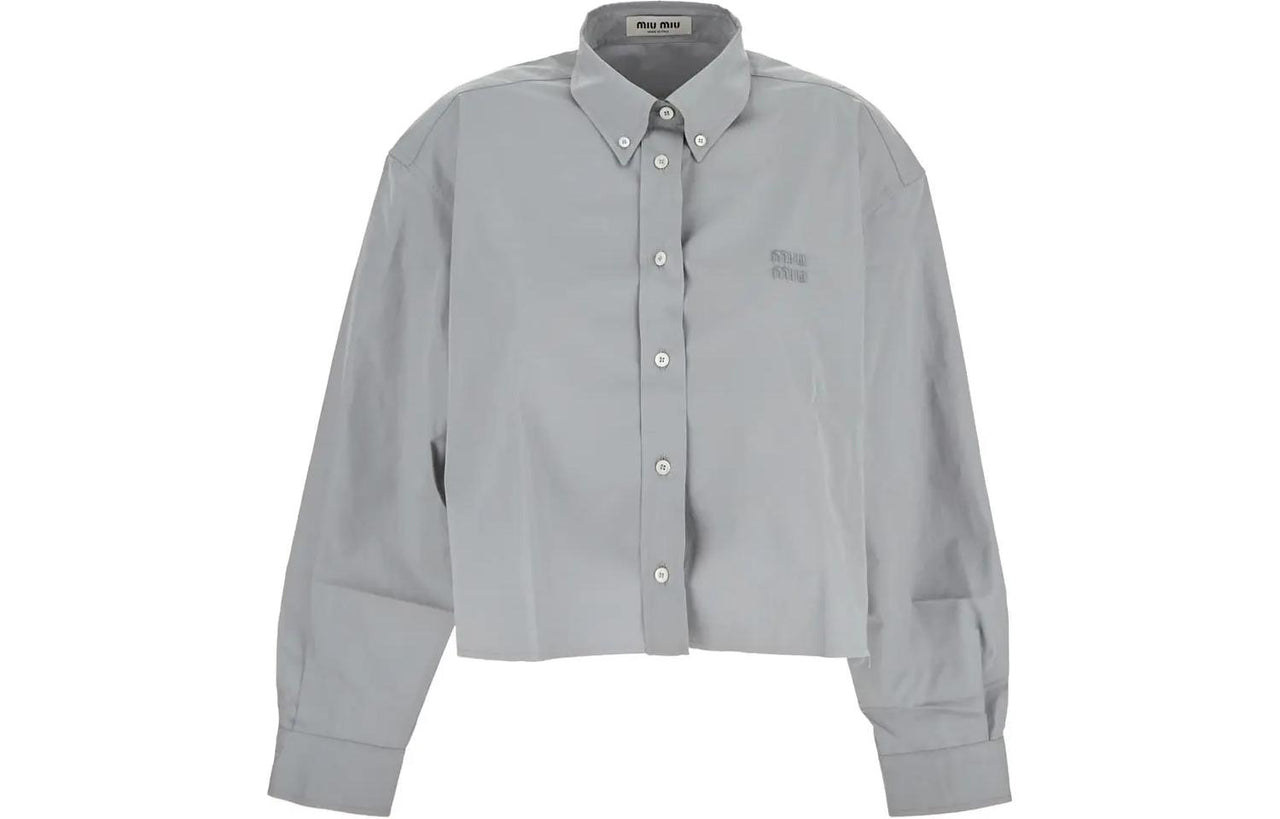 MIU MIU Logo Embroidered Buttoned Shirt