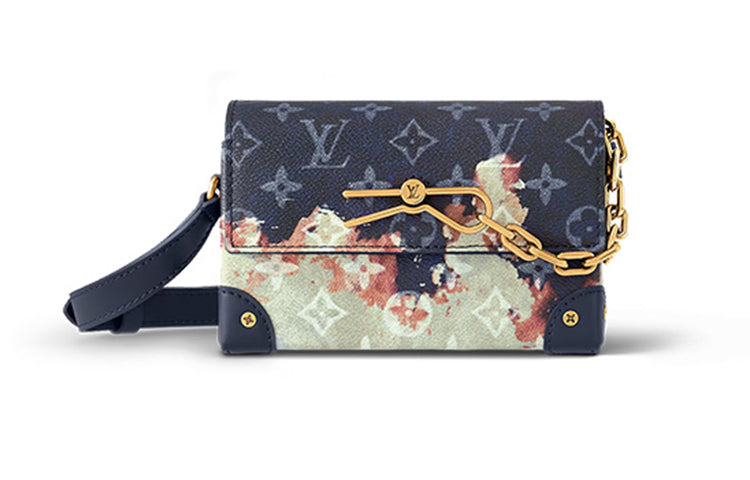 LOUIS VUITTON Steamer Monogram Coated Canvas Small Box Shoulder Bag Crossbody Bag Regular Men's Ink Blue