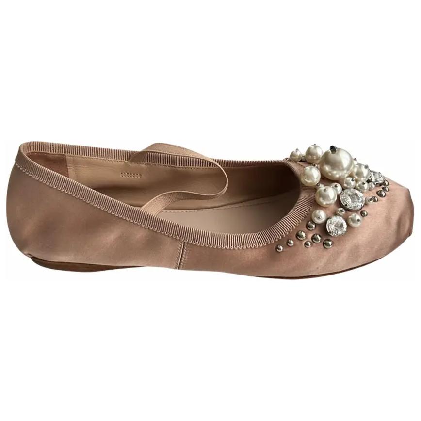 MIU MIU Flat Mary Jane Shoes Women's Brown