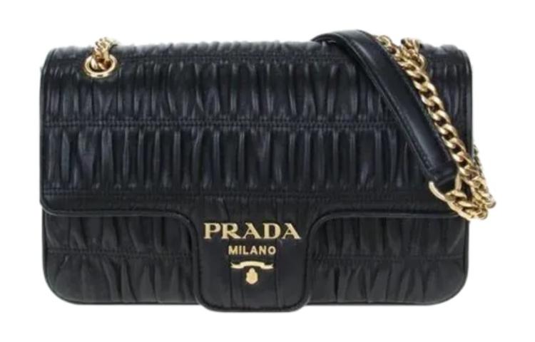PRADA Calfskin Shoulder Bag, Crossbody Bag Women's Black