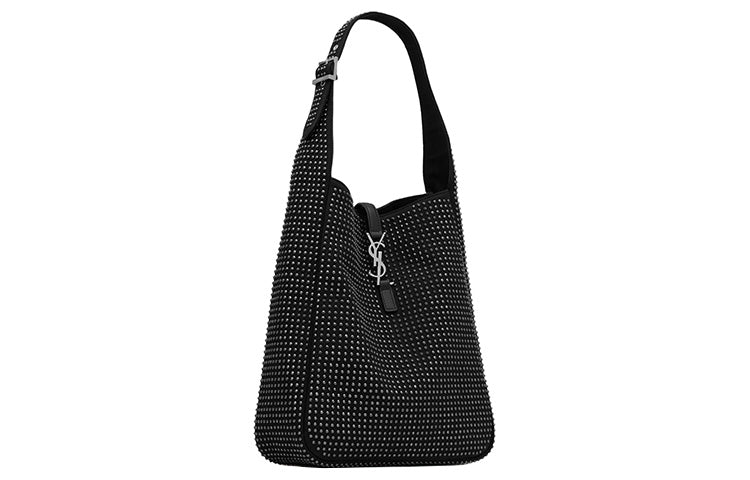 SAINT LAURENT LE5A7 Fabric With Cow Leather Hobo Bag Handbag Shoulder Bag Women's Black