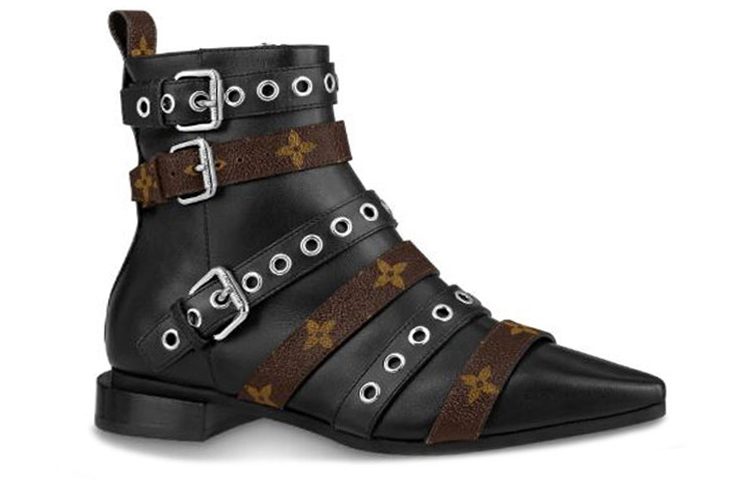 LOUIS VUITTON Jumble Ankle Boots 'Black With Multiple Straps' Women's