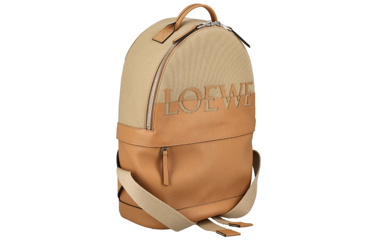 LOEWE Cow Leather With Cotton Backpack Unisex Brown