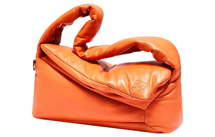 LOEWE Puzzle Hobo Shiny Nappa Sheep Leather Shoulder Bag Handbag Regular Women's Orange