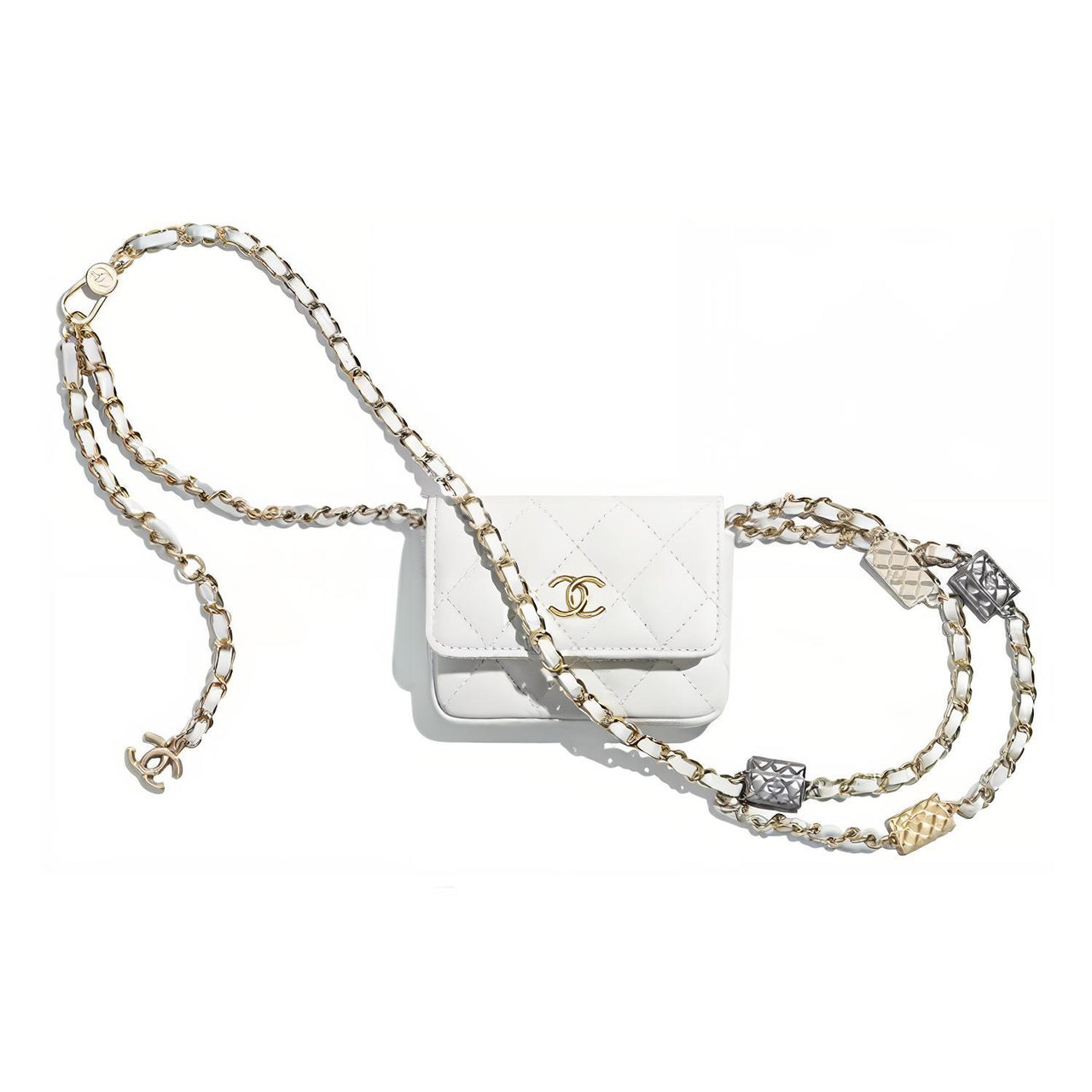 CHANEL 21K Winter Leather Fanny Pack Mini Women's White