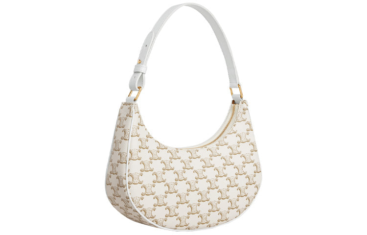 CELINE TriompheAVA Canvas With Leather Shoulder Bag, Handbag Regular Women's White