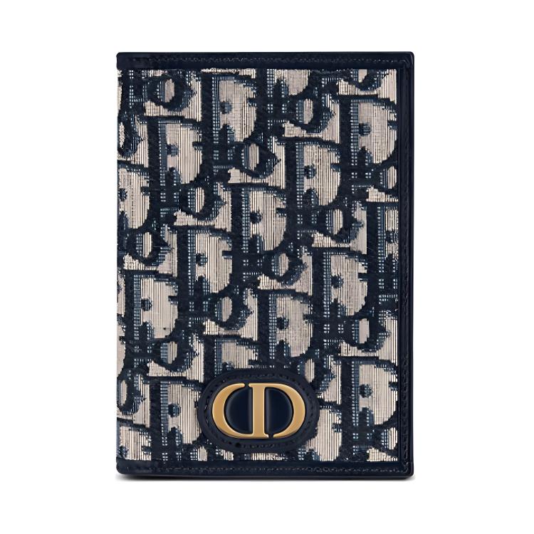 DIOR 30 Montaigne Canvas Passport Holder Canvas Bag Women's Blue