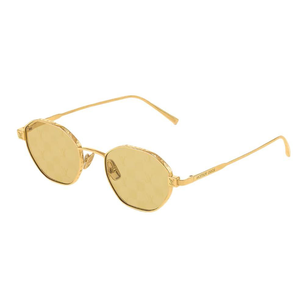 LOUIS VUITTON Metal Irregular Shape Sunglasses Men's Gold