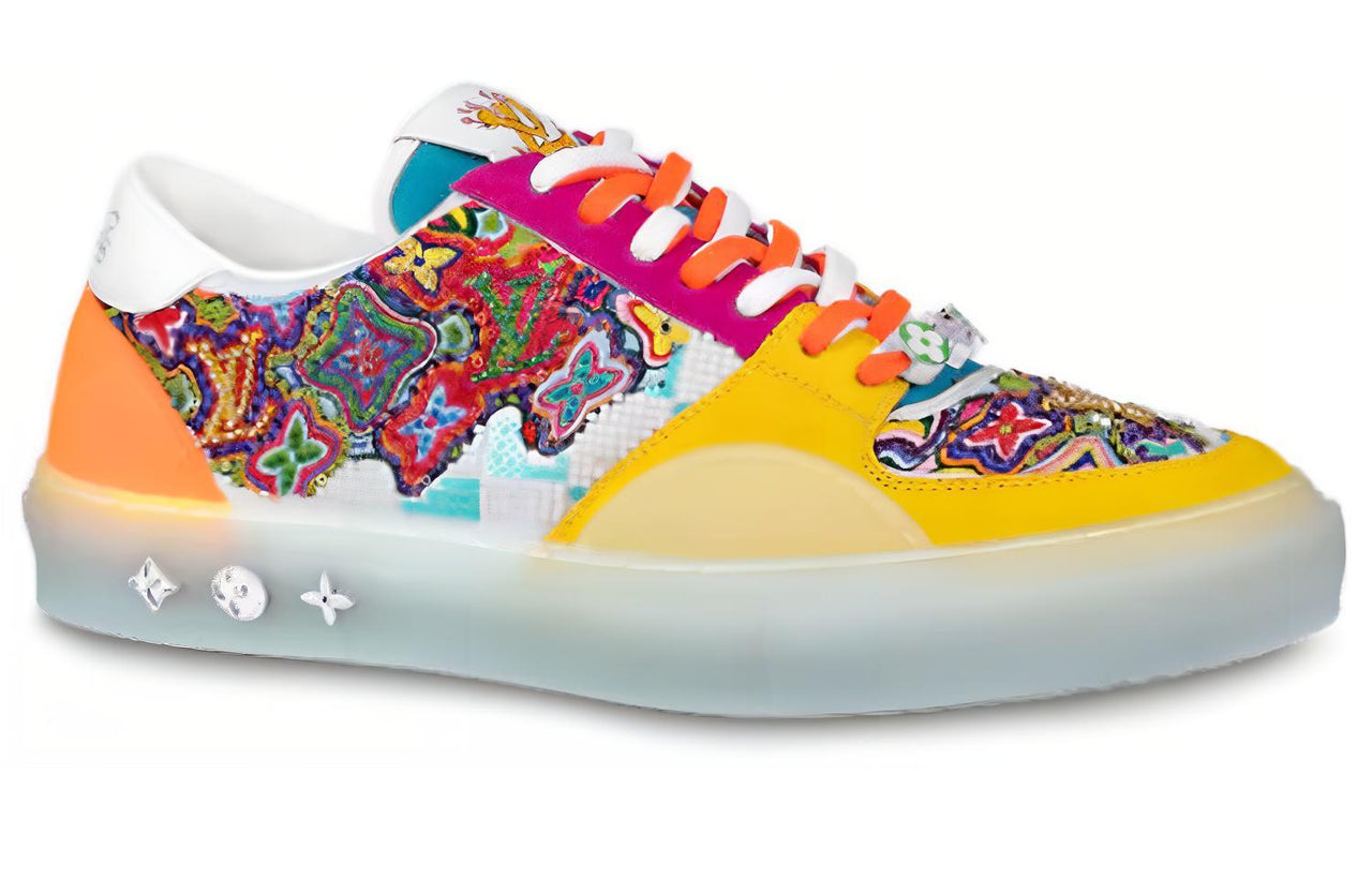 LOUIS VUITTON Ollie Suede Sequin Monogram Sneakers 'Yellow'
