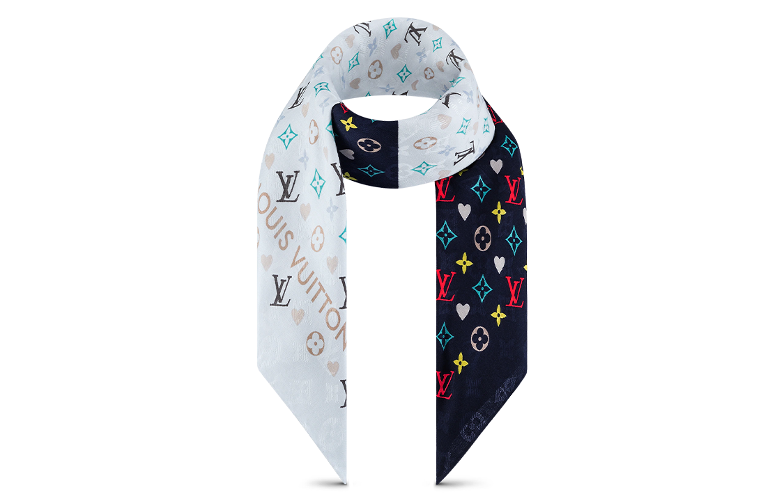 LOUIS VUITTON Mulberry Silk Wool Shawl Women's Blue